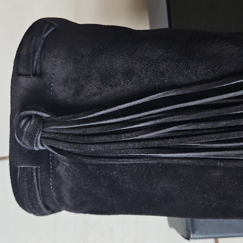 🚫HOLD🚫 NWT $1195 Saint Laurent OTK Laura 50 Black Suede Tassel Boots [Size 37] - Picture 3 of 9